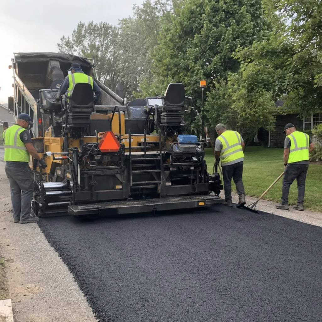 Paving Contractor measuring slope on a Miami-Dade County - FL driveway before setting base materials