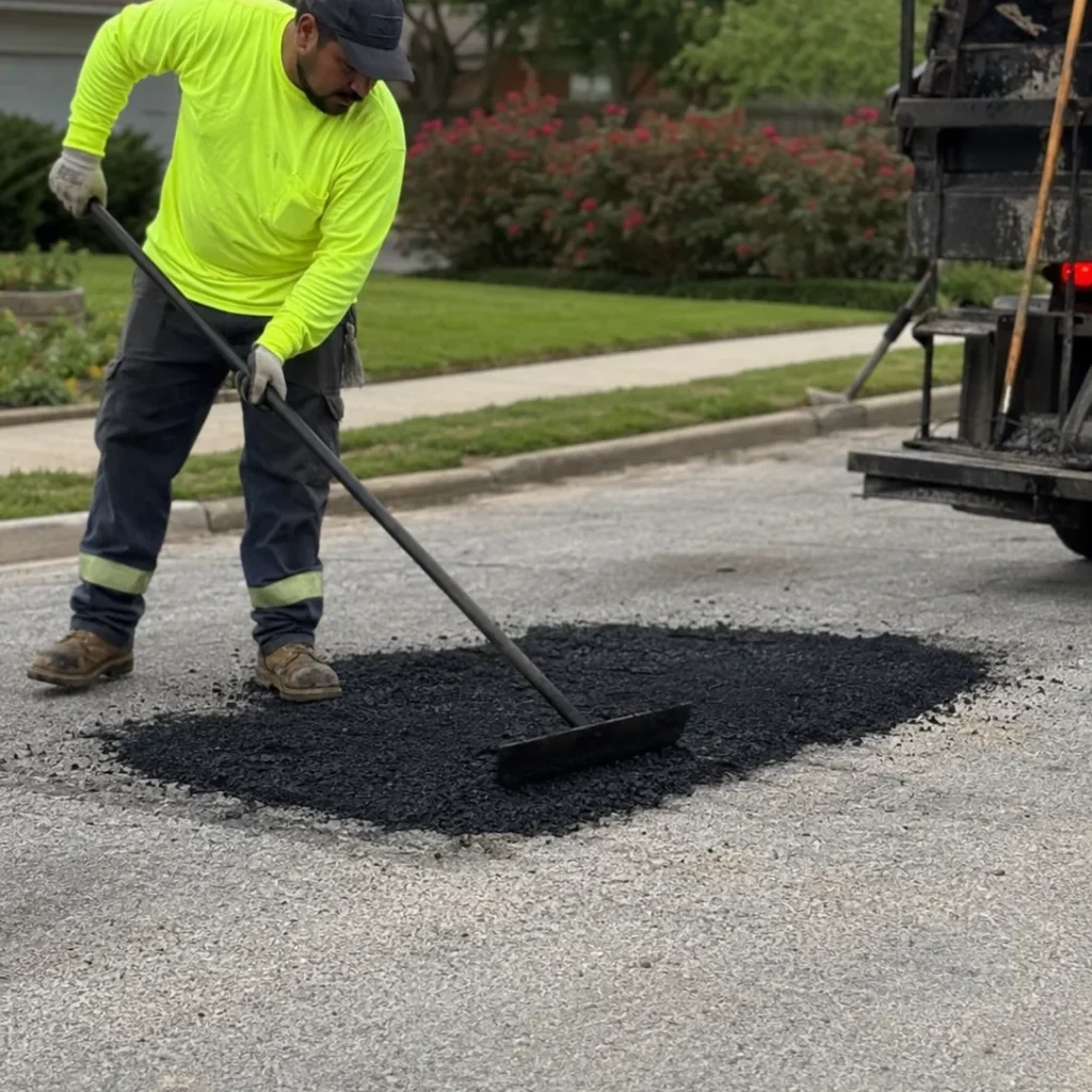 Paving Contractor in Fort Lauderdale - FL leveling a driveway base before laying interlocking pavers