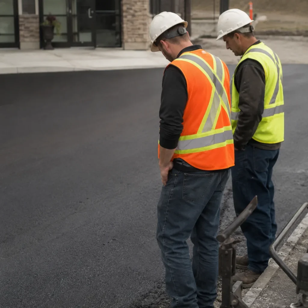 Paving Contractor measuring slope on a Pembroke Pines - FL walkway before surface installation