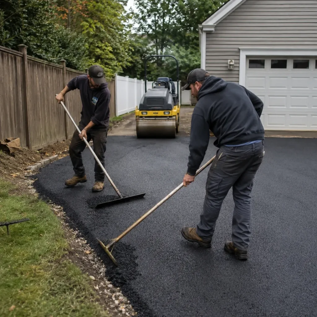 Paving Contractor in Coral Springs - FL leveling a compacted base for a new backyard patio
